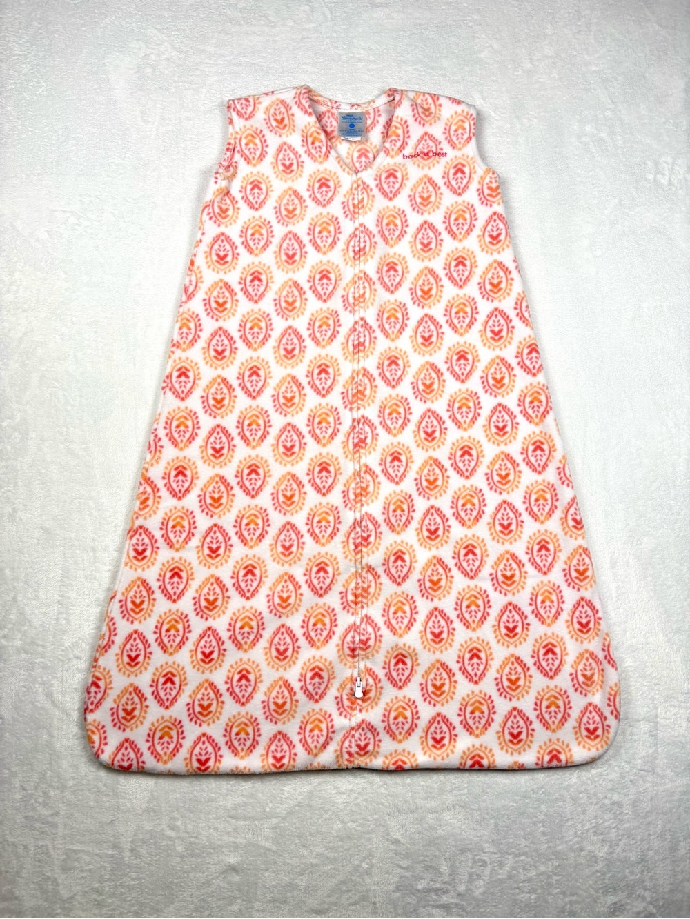 Halo Sleeveless Sleep Sack in Pink and Orange Leaf Pattern